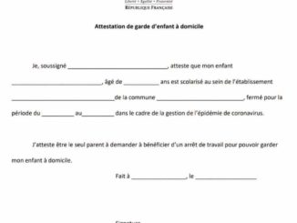 Attestation de garde d'enfant à domicile